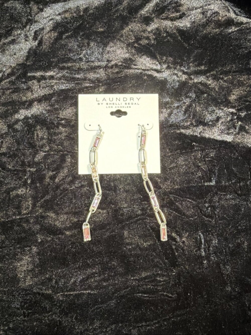 Laundry by Shelli Segal Pink Stone Chain Drop Earrings NWT